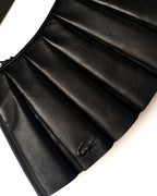 LACOSTE/ “Lenglen” Leather Pleated 2 Way Handbag Black