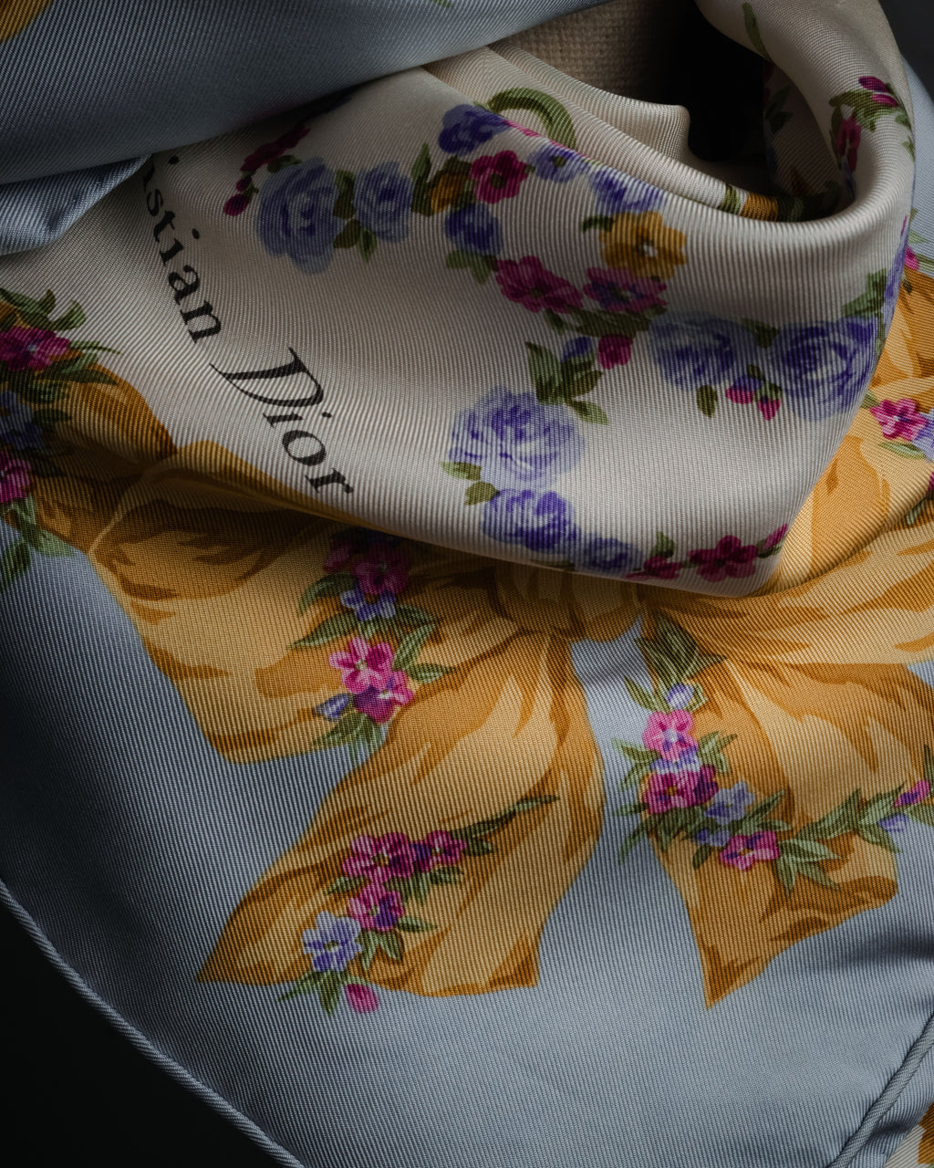 “Christian Dior” 90’s Floral logo silk scarf