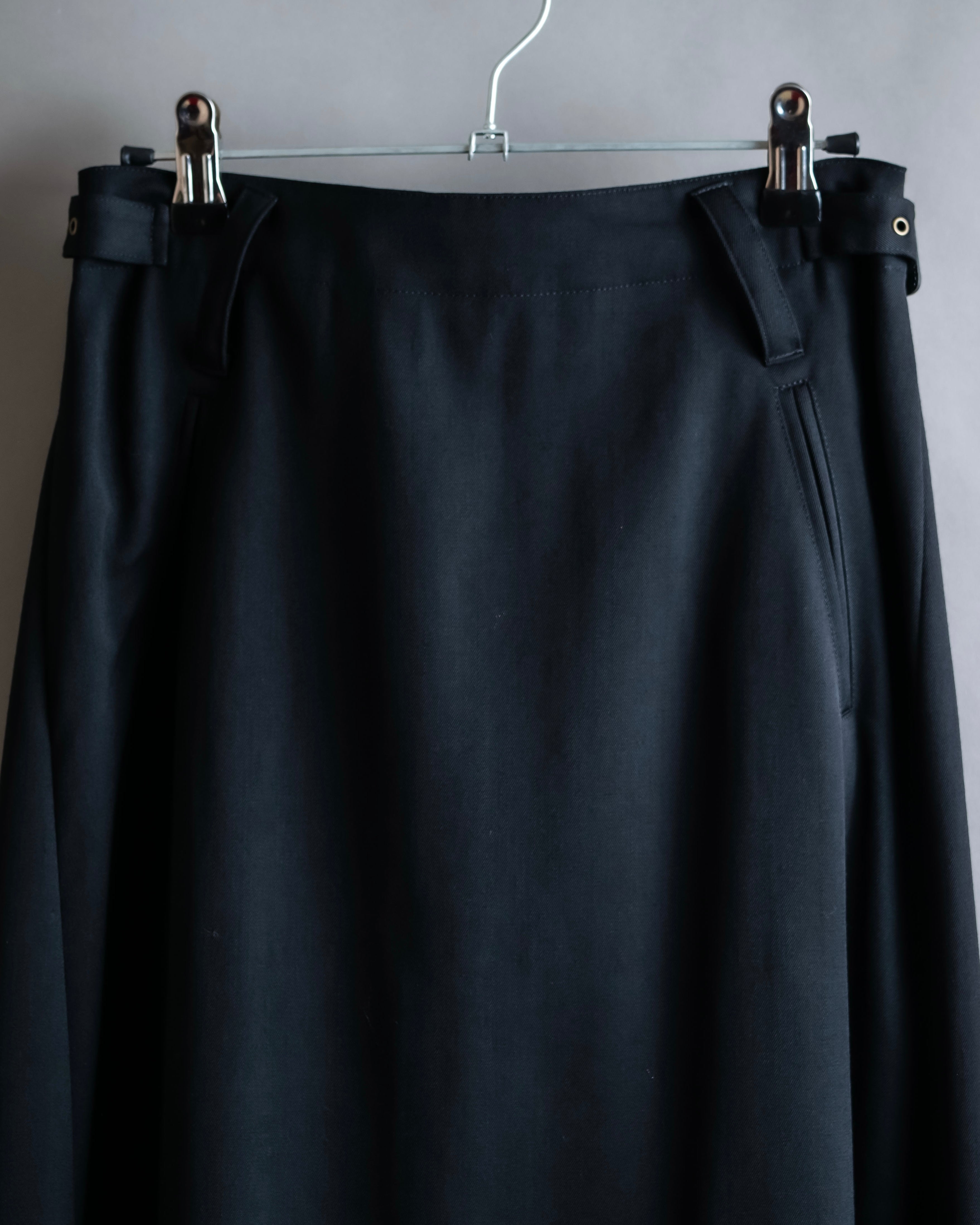 "JEAN PAUL GAULTIER" Asymmetric front＆rear design maxi length wool skirt