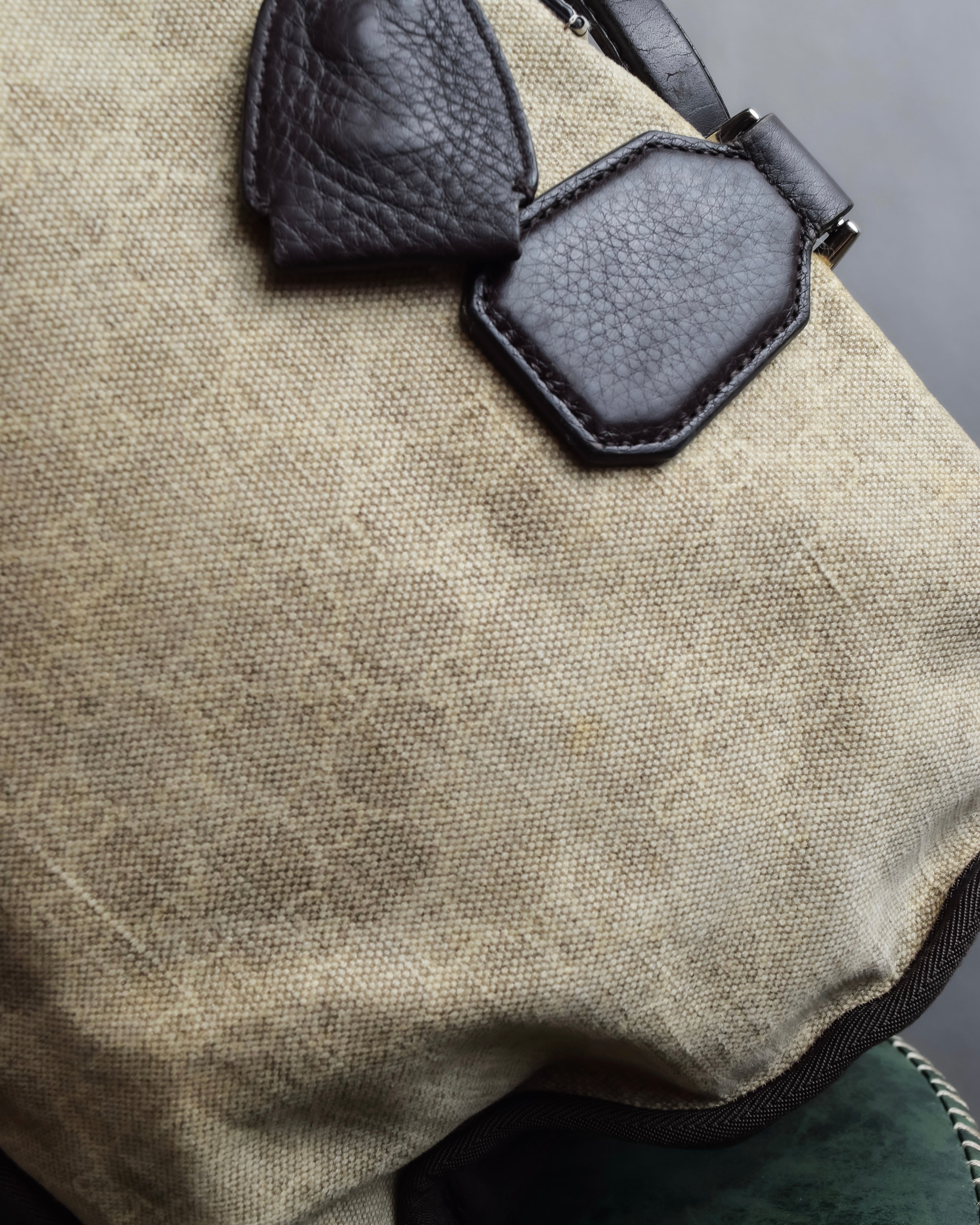 "GUCCI" GG pattern canvas leather combination boston bag
