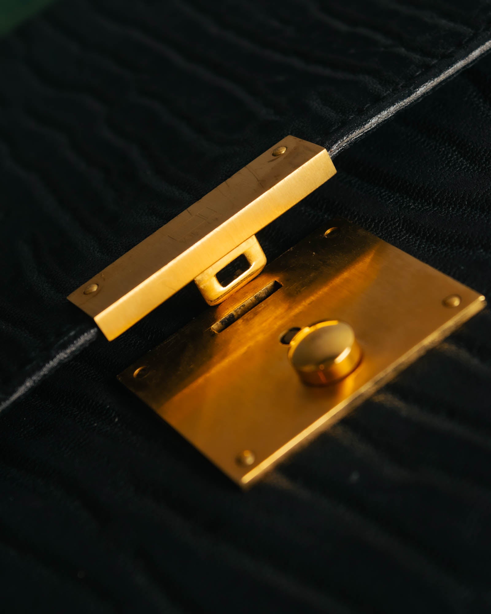 "Valextra" 80's-90's embossed leather document portfolio clutch
