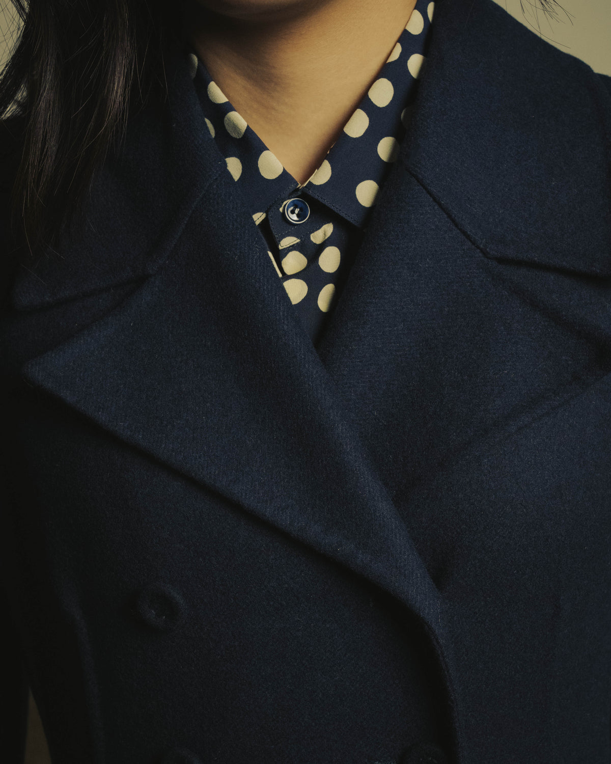 -SPECIAL- “Christian Dior” 2017 AW Navy double breasted A line long coat
