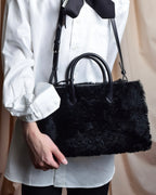 "BALENCIAGA" Padlock design shearling leather bag