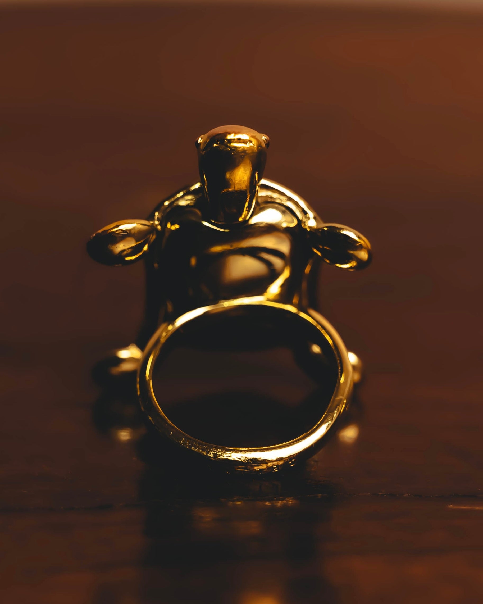 "CELINE" 80's-90's Sculptural turtle motif ring