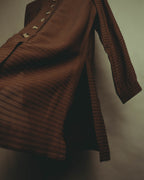 “YVES SAINT LAURENT” 80’s-90’s textured silk blend mandarin collar long shirt