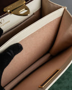 "Valentino Garavani" Square form bicolor 2way leather bag