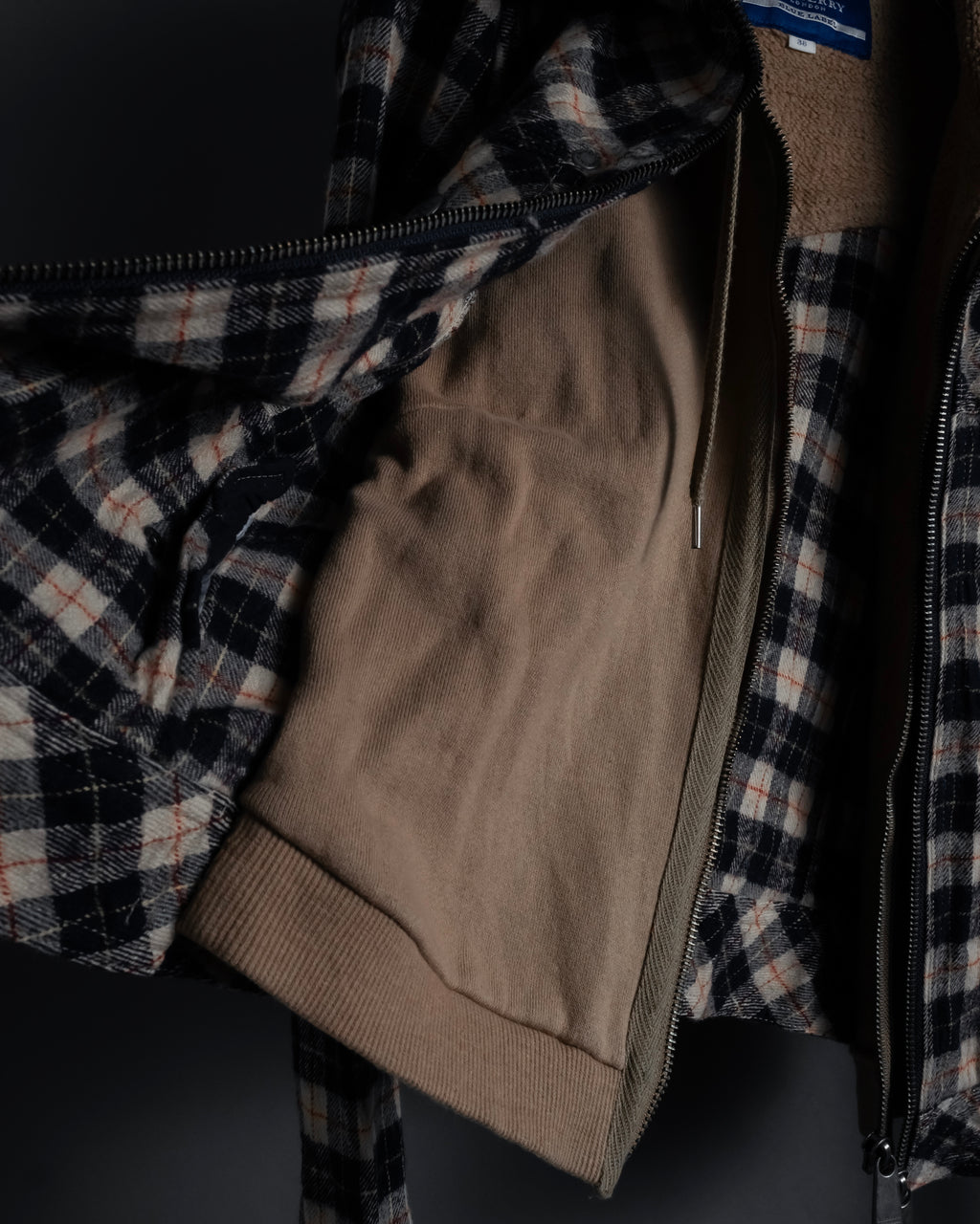 "BURBERRY Blue Label" Layered docking design hooded zip jacket