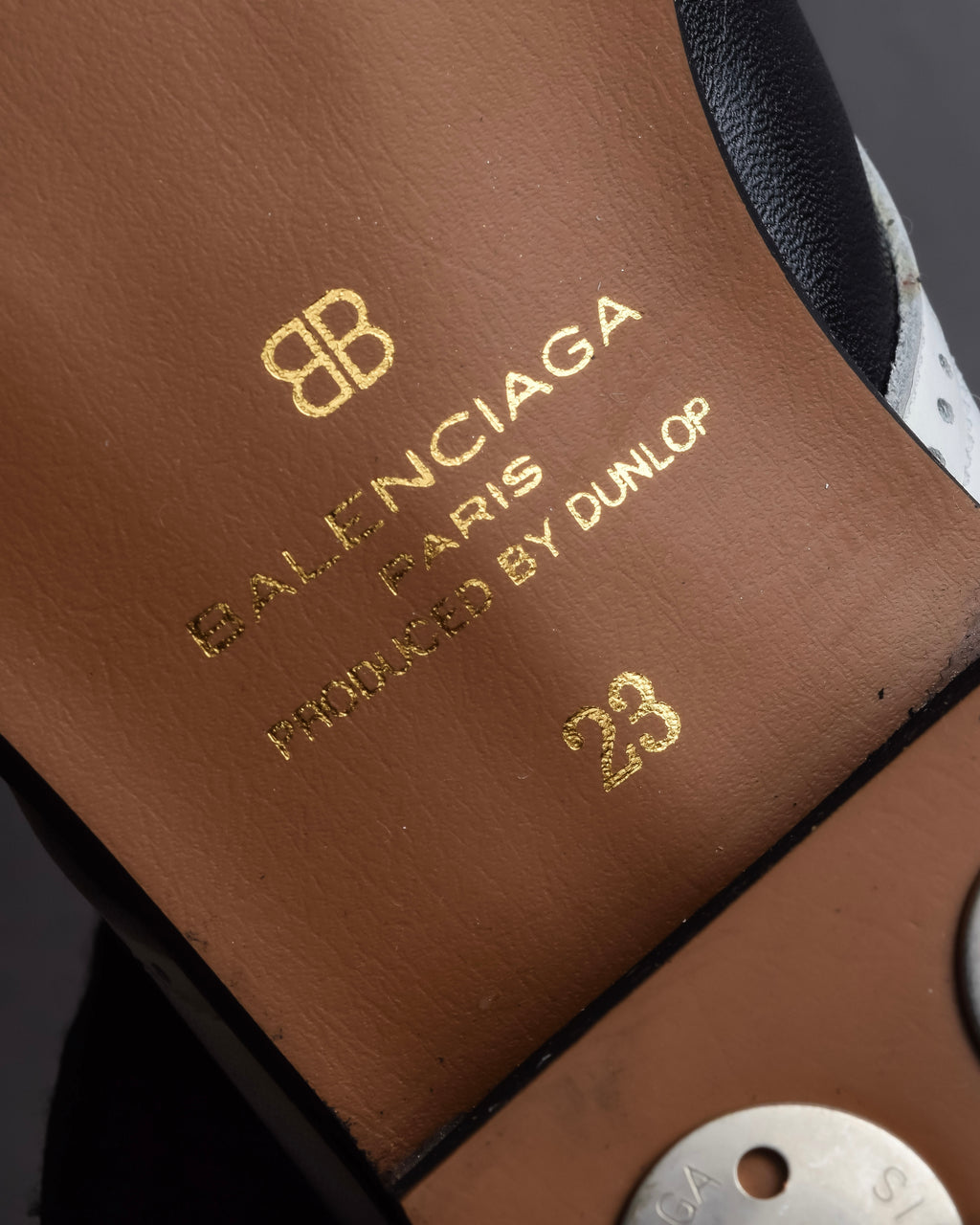 "BALENCIAGA" Two-tone fringe design leather golf shoes