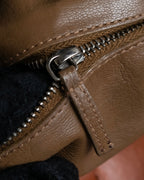 "PRADA" Belt flap detail rounded boston leather bag