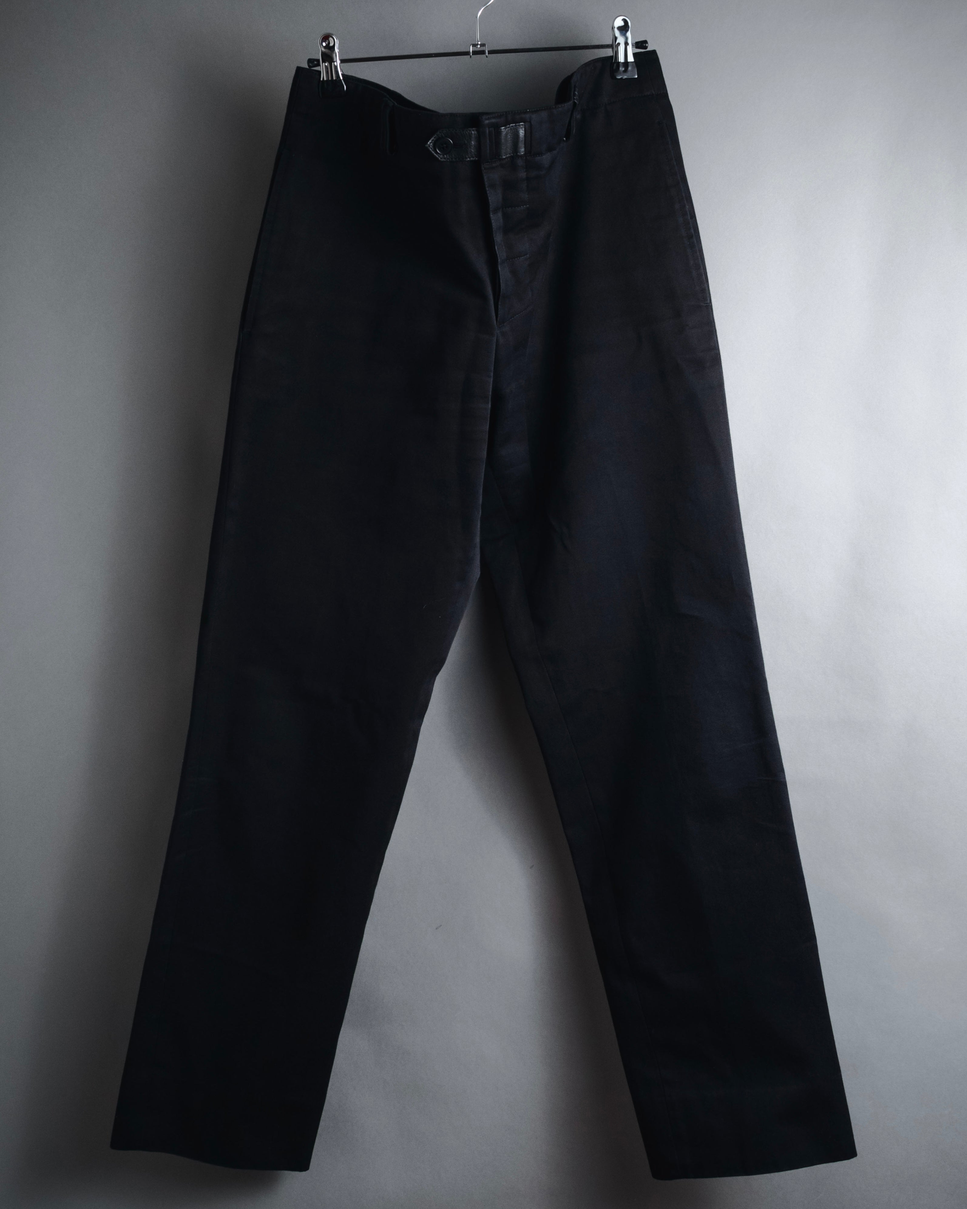 "HERMES" 00’s high density cotton twill lamb leather accents pants