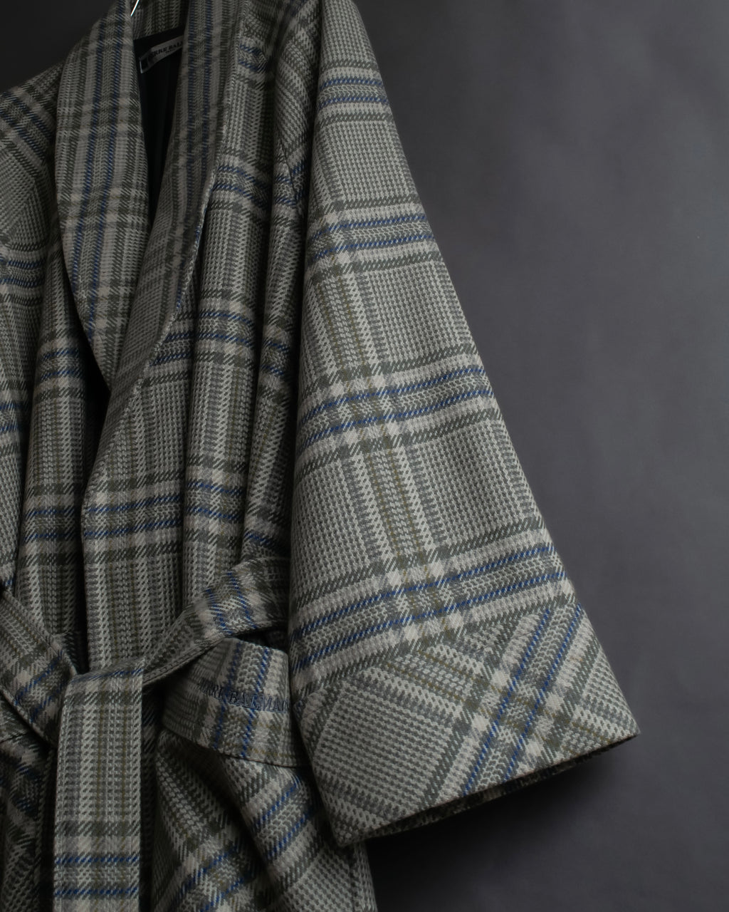 "PIERRE BALMAIN" Glen check belted gown coat