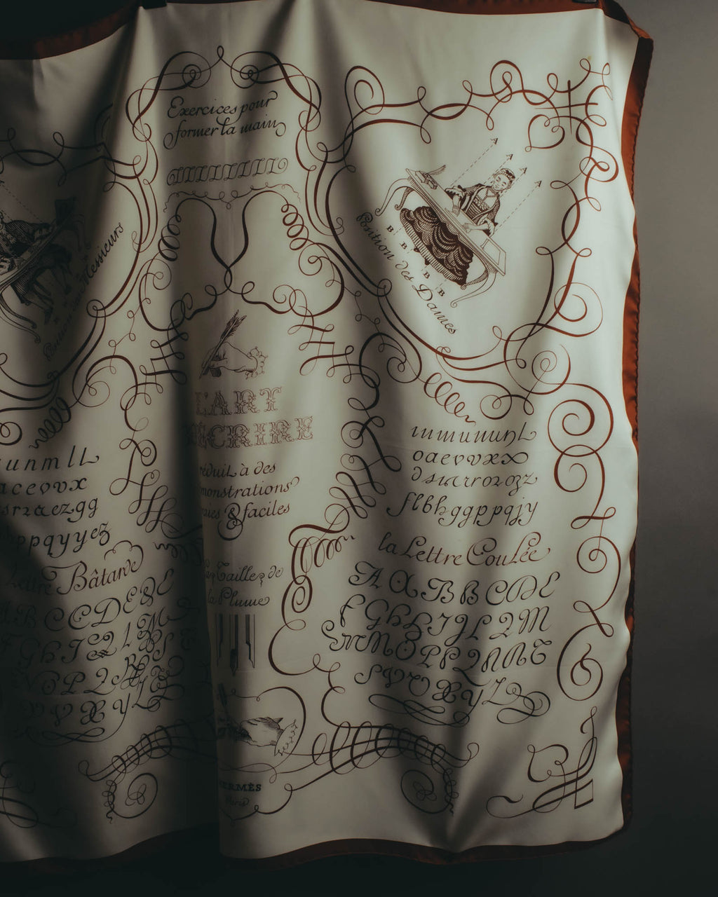 "Hermès" 90's Calligraphy print silk scarf