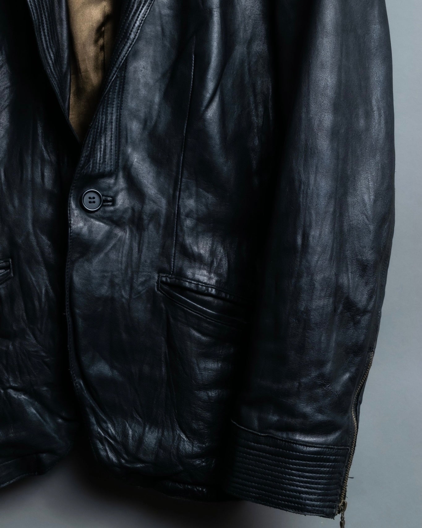 Leather Diagonal Single Jacket