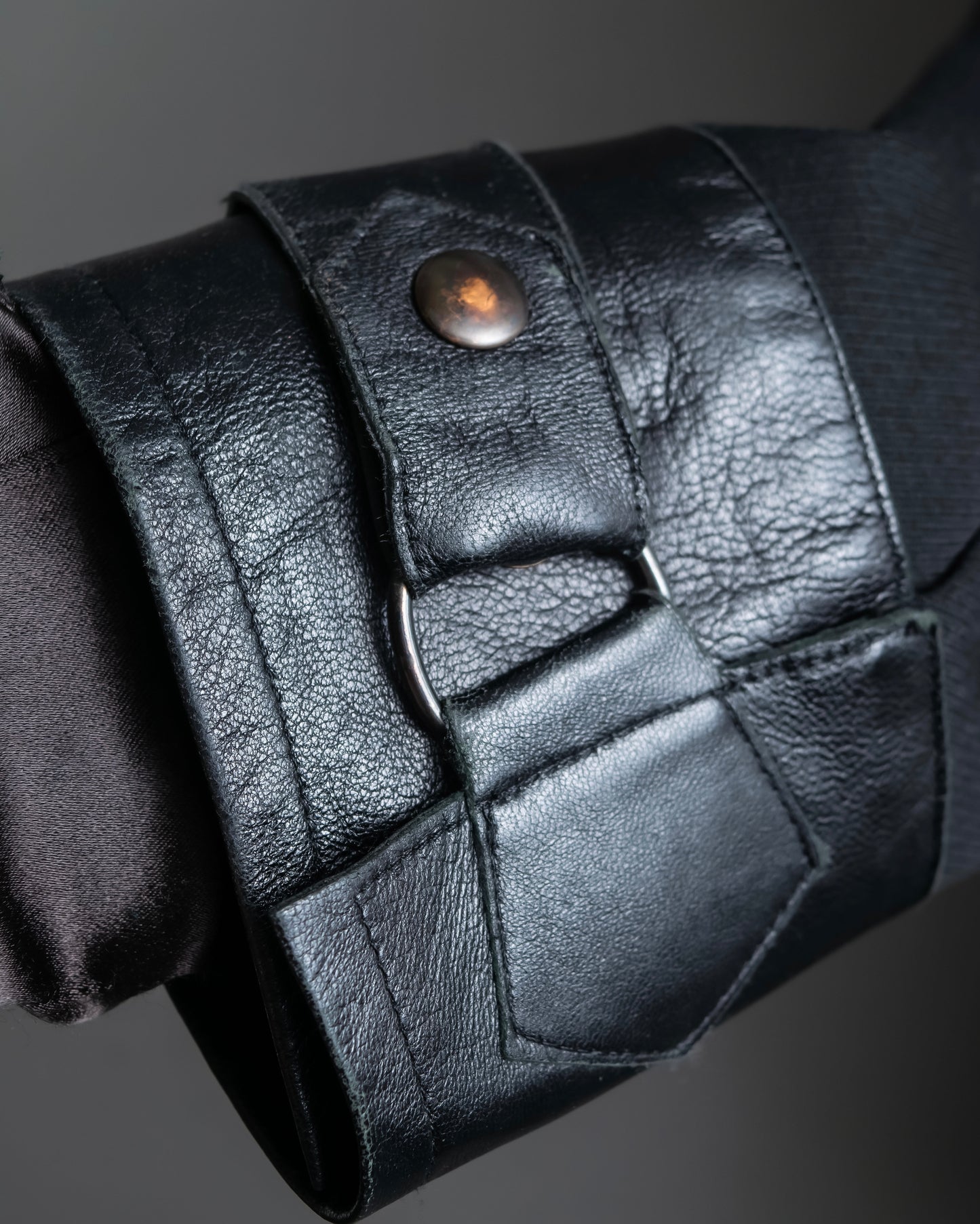 "GIORGIO ARMANI" Riders detail leather switching jacket