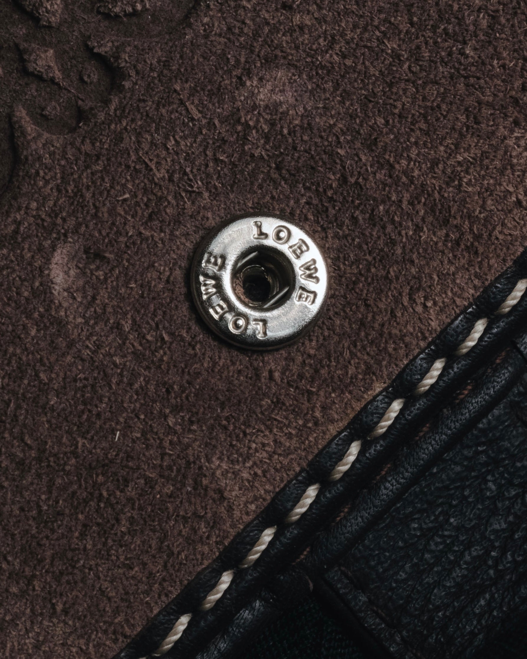 "LOEWE" Anagram-embossed suede bi-fold wallet