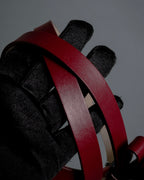 "RED VALENTINO" Bow motif Rosso color leather narrow belt