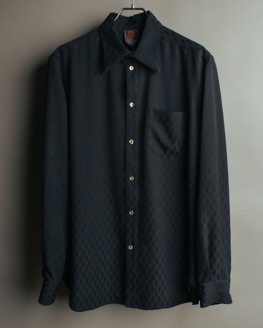 "Jean Paul Gaultier Classique" 90's Geometric jacquard total-pattern shirt with shell buttons