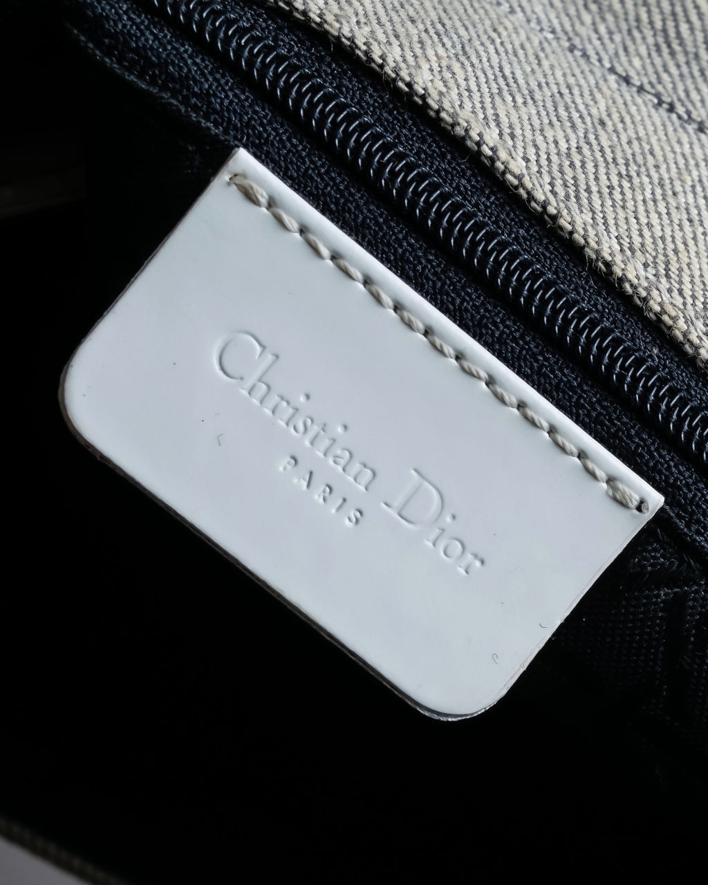 "Christian Dior" Malice Pearl Series greige color canvas shoulder bag