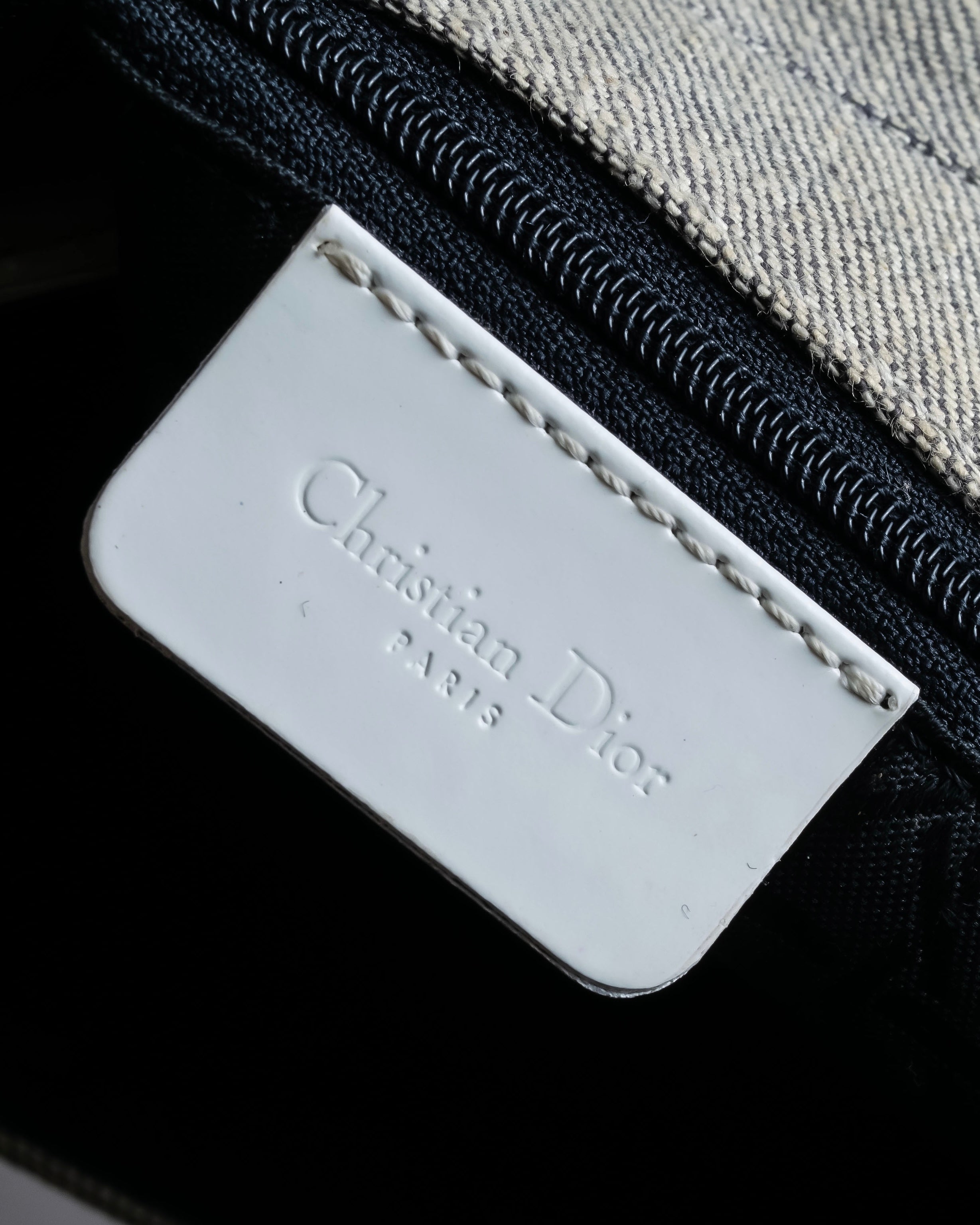 "Christian Dior" Malice Pearl Series greige color canvas shoulder bag