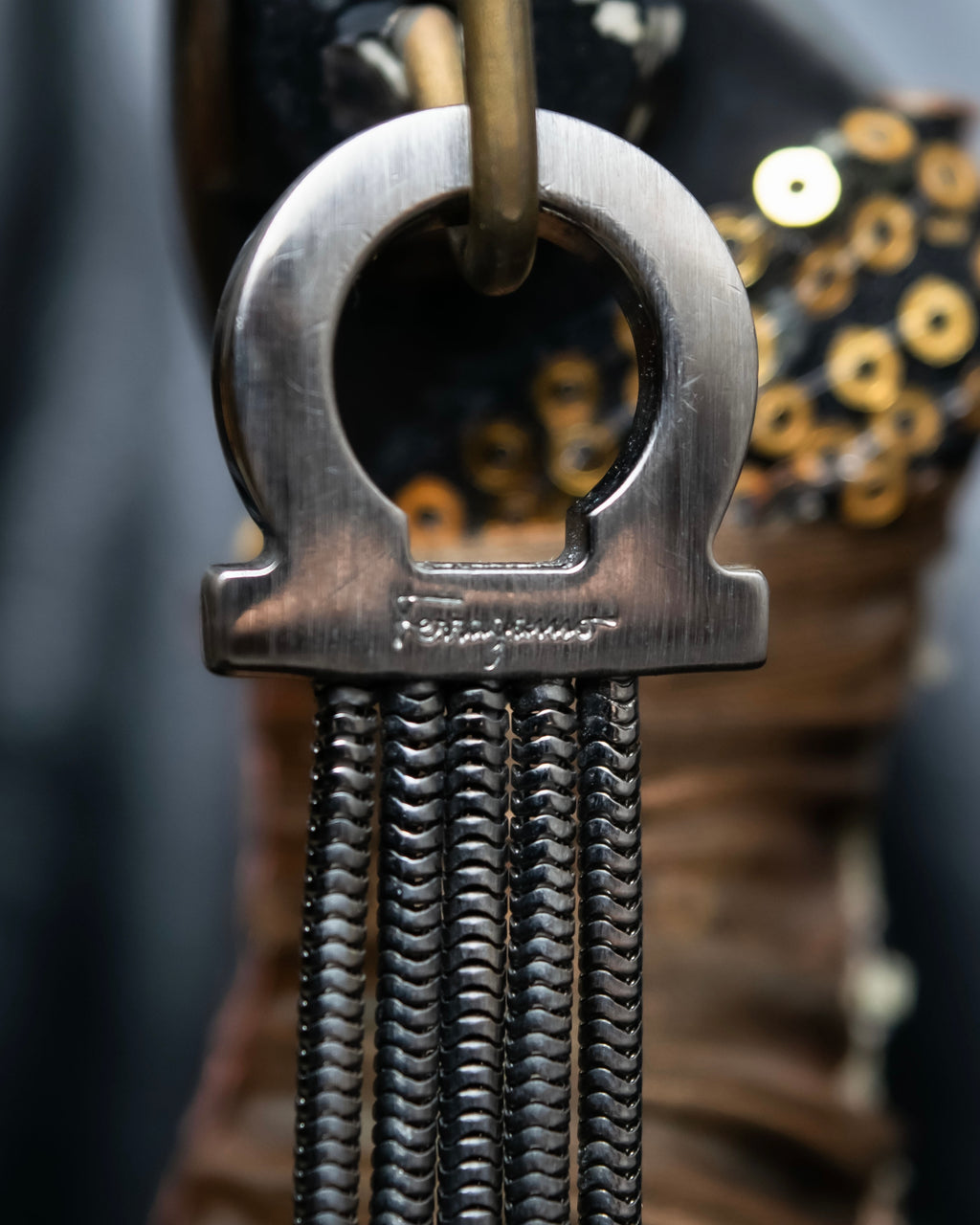 "Ferragamo" Gancini motif five row bracelet