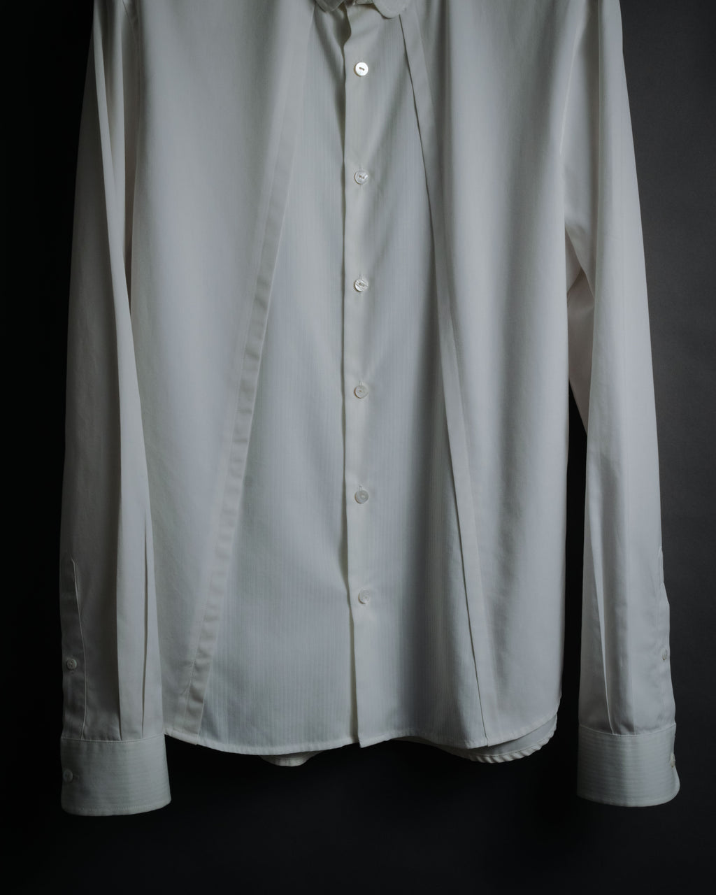 –SPECIAL– "BALENCIAGA" 2005-06’s Round collar chin tab paneled dress shirt