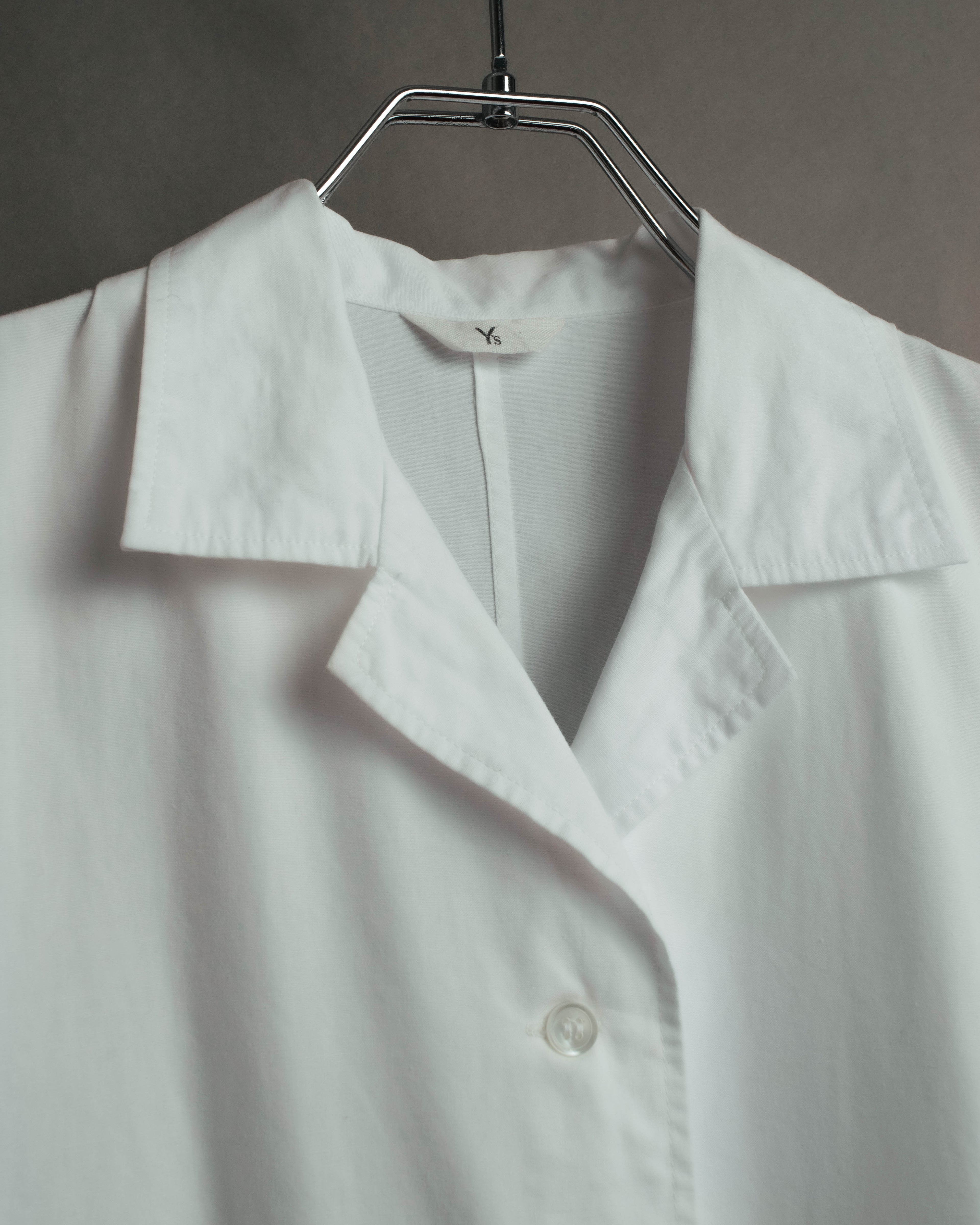 "Y's" 90's-00's Open collar long cotton shirt coat