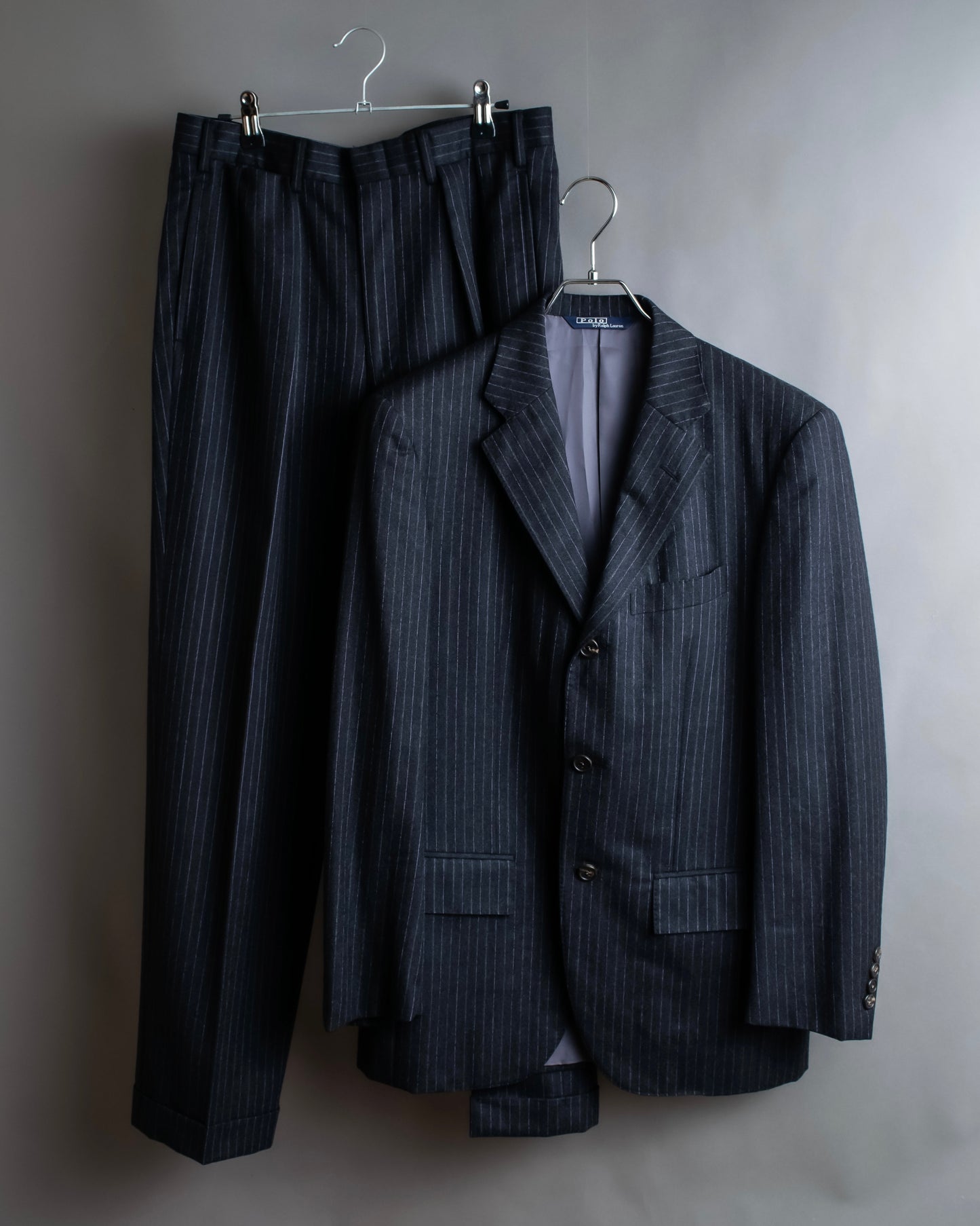 "POLO Ralph Lauren" Notch lapel tailored jacket & two-pleat slacks striped set up