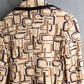 "PRADA" 1996fall Geometric pattern leather trim design mid length coat