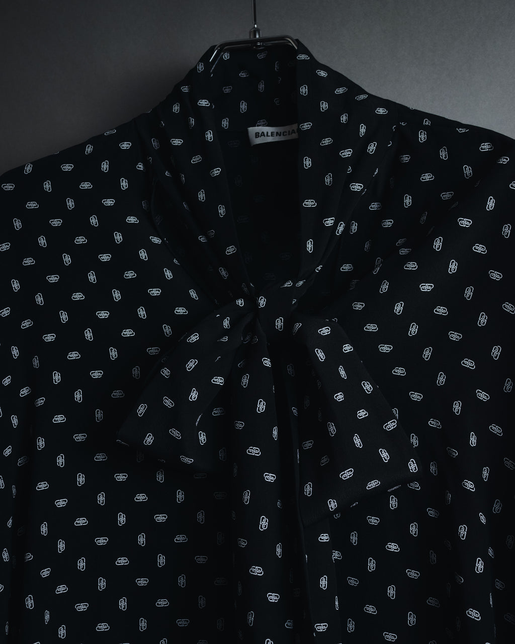 "BALENCIAGA" All-over Logo Bow-Tie Blouse