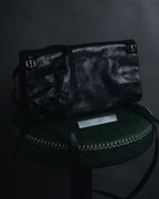 –SPECIAL– "ANN DEMEULEMEESTER" 2010-2013 Transformable roll-top vitello leather bag