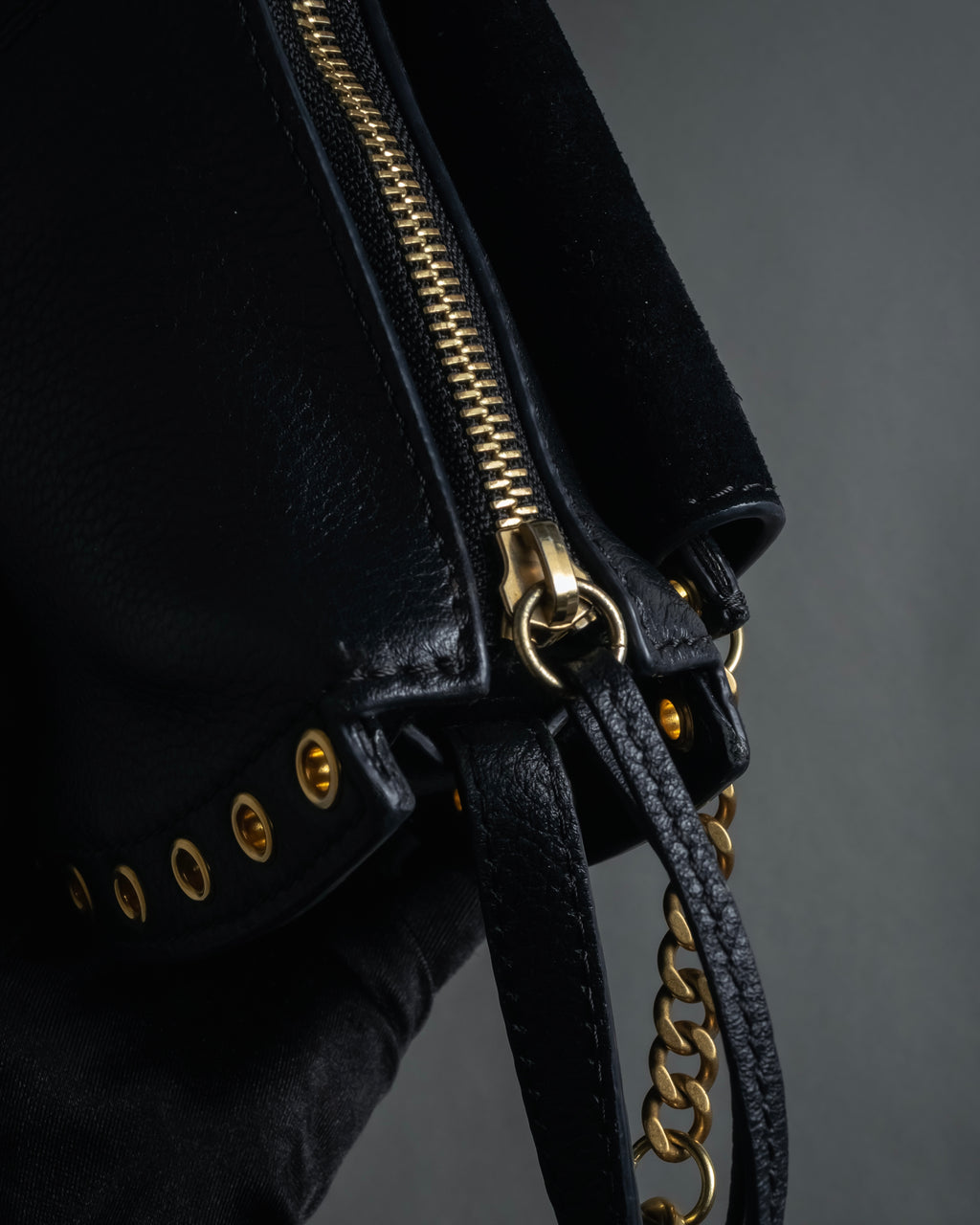 "See by Chloé" Half-moon grommet-detail suede shoulder bag