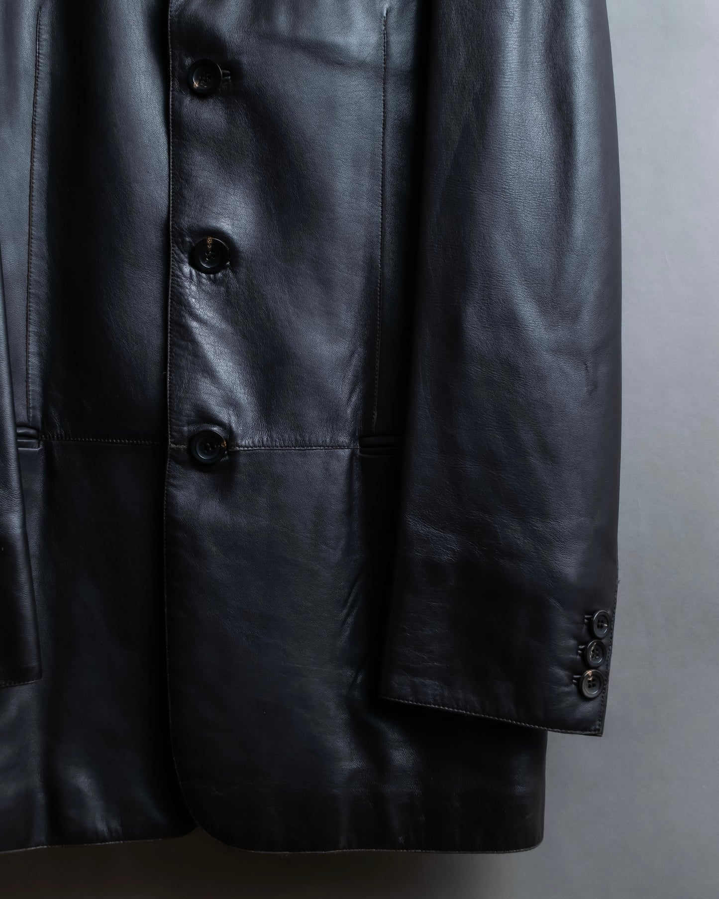 "ARMANI COLLEZIONI" 100% lamb leather oversized tailored jacket