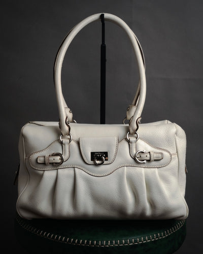 “Salvatore Ferragamo” 2000’s gancini pleated leather handbag