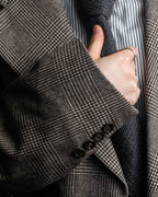 "YVES SAINT LAURENT" Glen plaid oversized wool tailored jacket