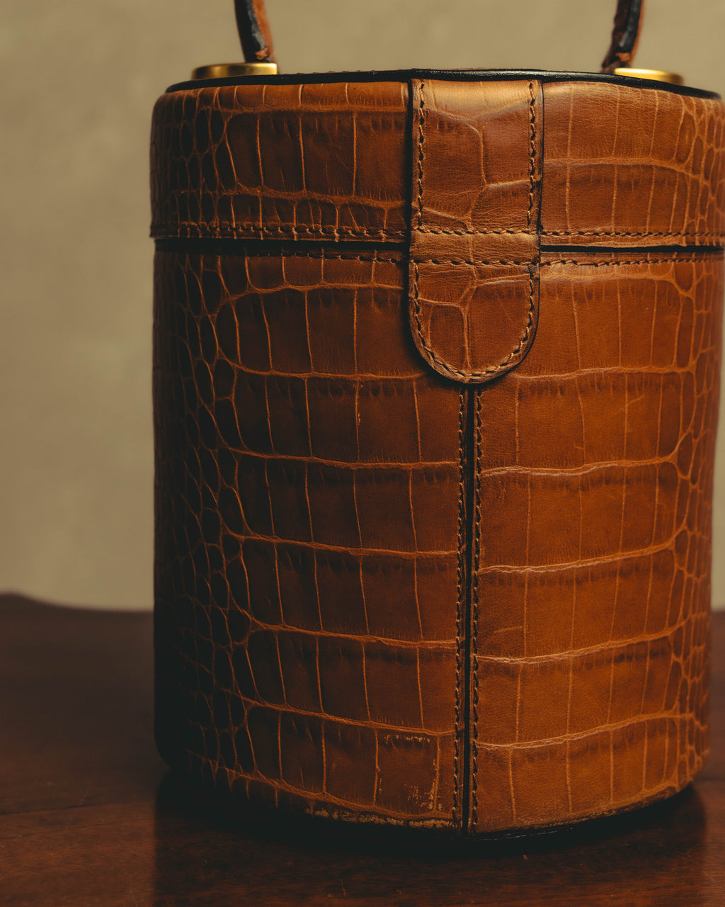 "CELINE" 80's-90's Structured cylindrical bucket bag