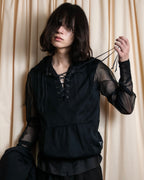 "sacai" Wig design sheer hooded pullover