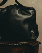 -SPECIAL- "Gucci" 80's Vintage tiger head leather draping shoulder bag with crest charm