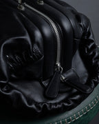 "Christian Dior" CD motif charm design gathered leather hand bag