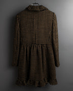 "RED VALENTINO" Ruffled frill detail tweed coat