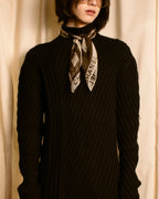 "CHANEL" 90's Square icon logo pattern sheer silk scarf