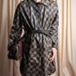 "FENDI" Pecan checkered belted mid length coat