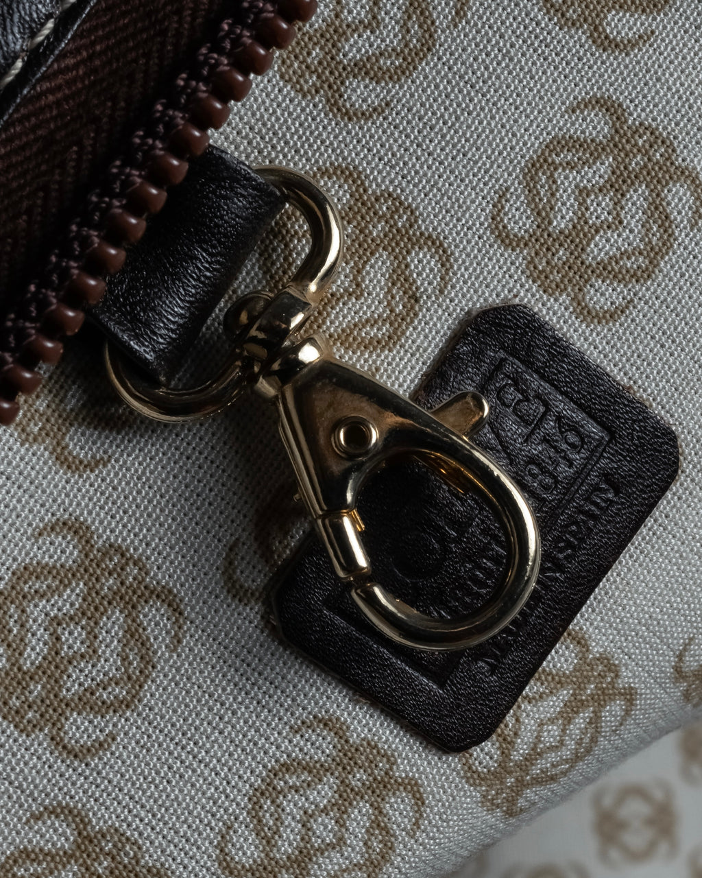 "LOEWE" 80's-90's Logo engraved suede leather combination business bag