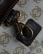 "LOEWE" 80's-90's Logo engraved suede leather combination business bag