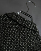 "GIORGIO ARMANI" Greige mix checkered pattern tailored jacket