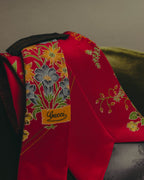 "GUCCI" 70's-80's Floral silk scarf tie