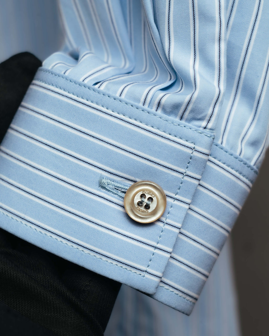 -SPECIAL- "GUCCI" 2010's-20's Pearl embellished detachable collar striped long shirt