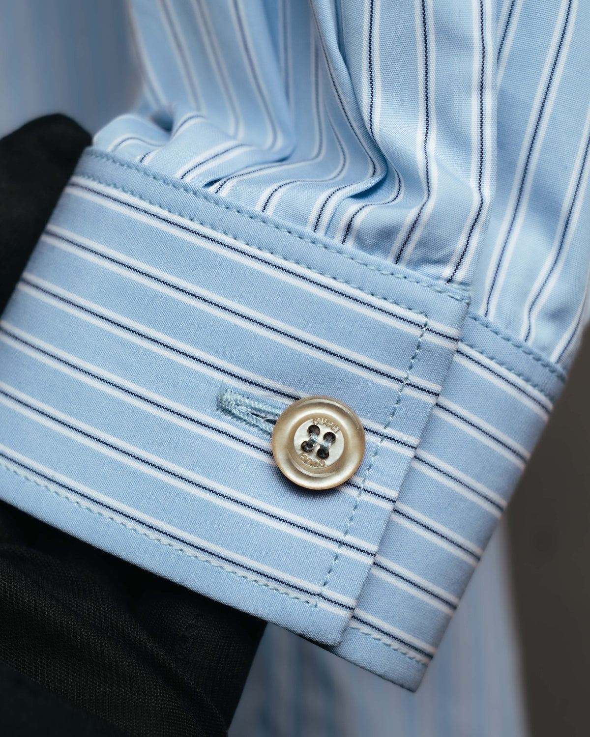 -SPECIAL- "GUCCI" 2010's-20's Pearl embellished detachable collar striped long shirt