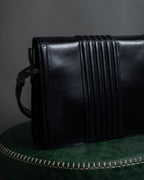 "YVES SAINT LAURENT" Straight ridge design square forum leather bag