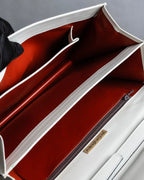 "YVES SAINT LAURENT" Large tab detail white leather shoulder bag