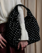 "tricot COMME des GARCONS" Polka dot velour large handbag